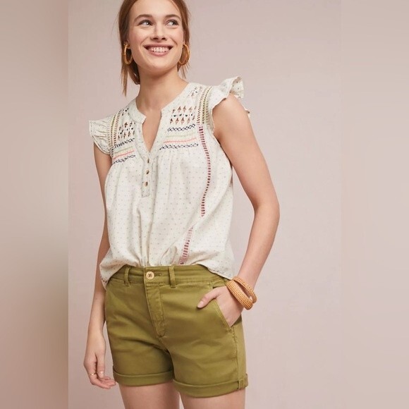 Anthropologie Pants - Anthropologie Chino by Anthropologie Relaxed Chino Shorts in Green 28 NWT